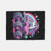 Funny Niedlich Unicorn Reiten Ein rosa Monster LKW Fleecedecke (Vorderseite (Horizontal))