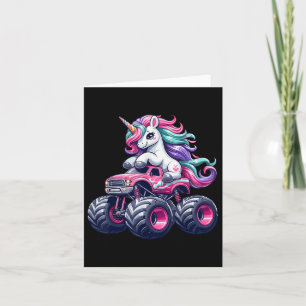 Funny Niedlich Unicorn Reiten Ein rosa Monster LKW Karte
