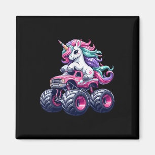 Funny Niedlich Unicorn Reiten Ein rosa Monster LKW Magnet
