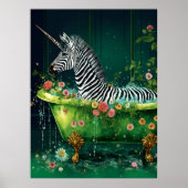 Funny Niedlich Unicorn Zebra in einer Badewanne Poster (Vorne)
