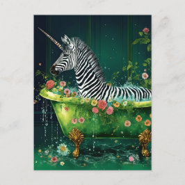 Funny Niedlich Unicorn Zebra in einer Badewanne Postkarte
