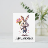 Funny Niedlich Valentine Rabbit Postkarte (Stehend Vorderseite)