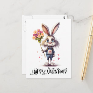 Funny Niedlich Valentine Rabbit Postkarte