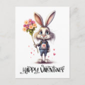 Funny Niedlich Valentine Rabbit Postkarte (Vorderseite)