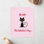 Funny Niedlich Valentine sein meine schwarze Katze Mitteilungskarte (Vorderseite/Rückseite Beispiel)