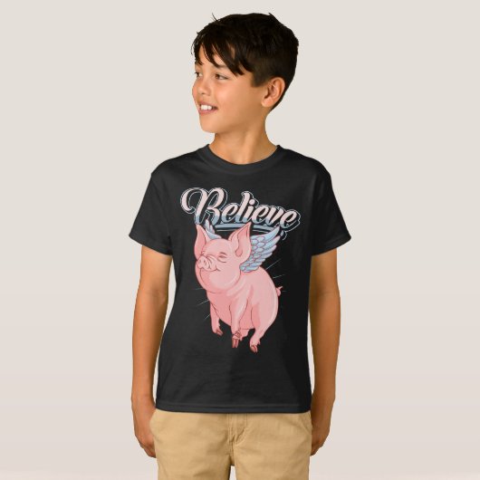 Funny Niedlich, wenn Schweine Fliegen Idiom glaube T-Shirt (Vorne ganz)