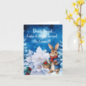 Funny Niedlich Whimsical Weihnachtsrabbit Karte (Gelbe Blume)