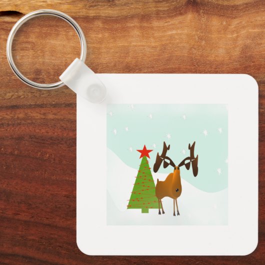 Funny Niedlich Whimsisiday Holiday Moose Schlüsselanhänger (Vorderseite)