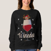 Funny Niedlich Winedeer Rentier Wein Drinker Chris Sweatshirt (Vorderseite)