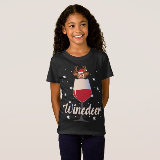 Funny Niedlich Winedeer Rentier Wein Drinker Chris T-Shirt (Vorne ganz)