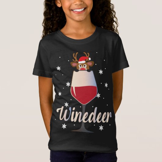 Funny Niedlich Winedeer Rentier Wein Drinker Chris T-Shirt (Vorderseite)
