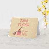 Funny Niedlich Witze Broom Gone Fliegende Spaß Hal Karte (Gelbe Blume)