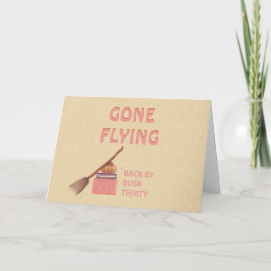 Funny Niedlich Witze Broom Gone Fliegende Spaß Hal Karte (Vorderseite)