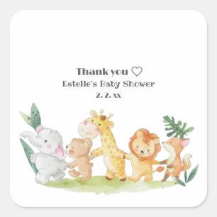 Funny Niedlich Woodland Animals Kinderdusche Quadratischer Aufkleber