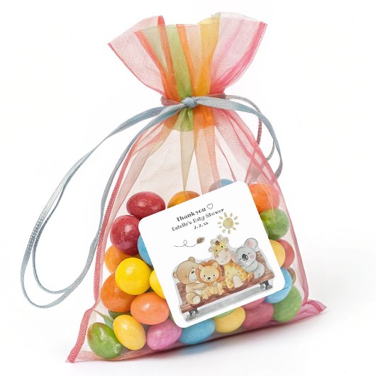 Funny Niedlich Woodland Animals Kinderdusche Quadratischer Aufkleber