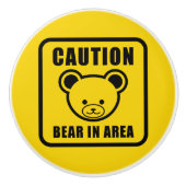 Funny Niedlich Yellow Black Teddy Bären Warnzeiche Keramikknauf (Vorderseite)