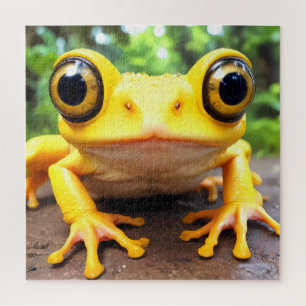 Funny Niedlich Yellow Frog Jigsaw Puzzle