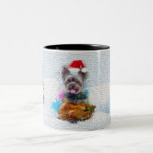 Funny, Niedlich Yorkie Dog Weihnachten Zweifarbige Tasse (Mittel)
