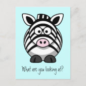 Funny Niedlich Zebra Postcard Postkarte (Vorderseite)