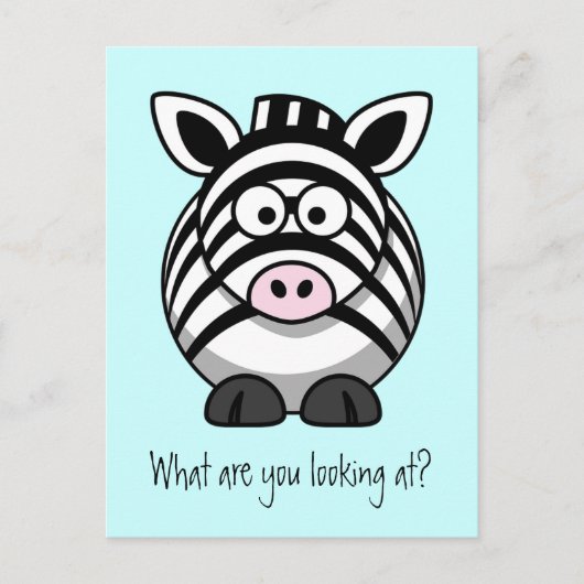 Funny Niedlich Zebra Postcard Postkarte (Vorderseite)