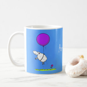 Funny niedliche Cartoon Schafe mit Ballon Kaffee T Kaffeetasse