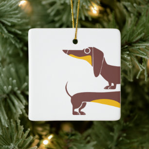 Funny niedliche Dackel für Langhundeeltern Keramikornament