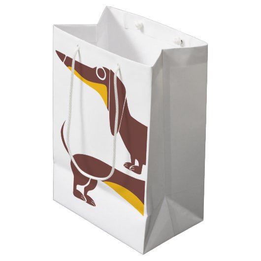 Funny niedliche Dackel für Langhundeeltern Mittlere Geschenktüte (Vorderseite Schrägansicht)