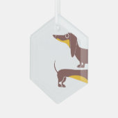 Funny niedliche Dackel für Langhundeeltern Ornament Aus Glas (Vorderseite Links)