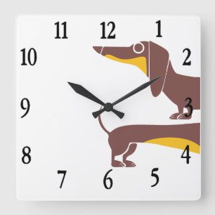 Funny niedliche Dackel für Langhundeeltern Quadratische Wanduhr