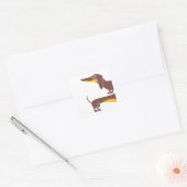 Funny niedliche Dackel für Langhundeeltern Quadratischer Aufkleber (Umschlag)