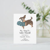 Funny niedliche Dackel Hunde-Abbildung bewegt Ankündigungspostkarte (Stehend Vorderseite)