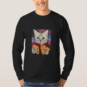 Funny Niedliche Weltraumgalaxie Cat Meme Pizza Tac T-Shirt