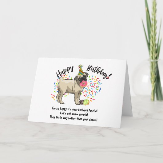 Funny Niedlichen Mops Haustier Geburtskarte Einladung (Vorderseite)