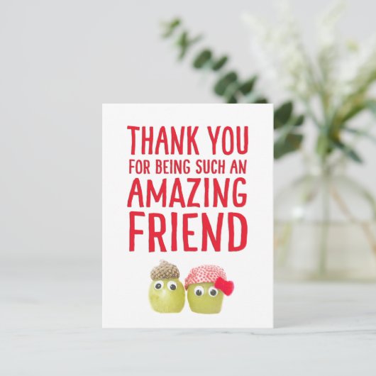 Funny niedlichen vegane phantastische Freunde dank Postkarte (Stehend Vorderseite)
