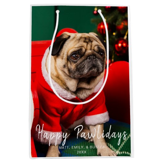 Funny Niedlichen Weihnachts-Hund Pet Lover Foto Fe Mittlere Geschenktüte (Vorderseite)