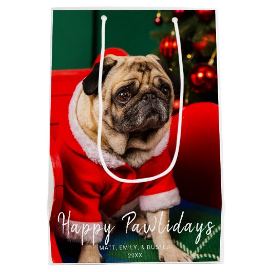 Funny Niedlichen Weihnachts-Hund Pet Lover Foto Fe Mittlere Geschenktüte (Rückseite)