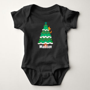 Funny Niedlichen Weihnachtsbaum Katze Personalisie Baby Strampler