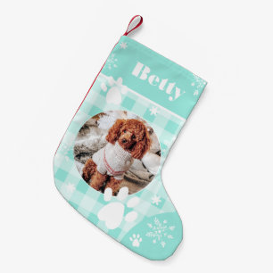Funny niedlicher aquamariner Flanellhund Haustier  Kleiner Weihnachtsstrumpf