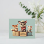 Funny Niedlicher Cartoon Tiere jeder Art Postkarte (Stehend Vorderseite)