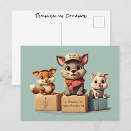 Funny Niedlicher Cartoon Tiere jeder Art Postkarte