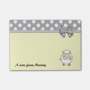 Funny niedlicher Girl-Schaf-Polka-Punkte Monogramm Post-it Klebezettel