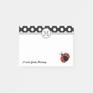 Funny niedlicher Girly Ladybugs polka dots monogra Post-it Klebezettel