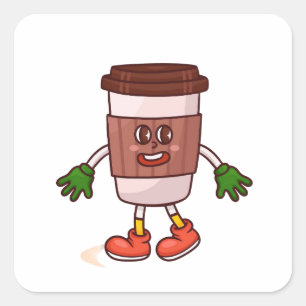 Funny Niedlicher Kaffee Quadratischer Aufkleber