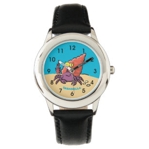 Funny niedlicher lila Cartoon Einsiedlerkrabbe Armbanduhr