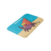 Funny niedlicher lila Cartoon Einsiedlerkrabbe Badematte (Schrägansicht)