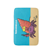 Funny niedlicher lila Cartoon Einsiedlerkrabbe Badematte (Vorderseite Vertikal)