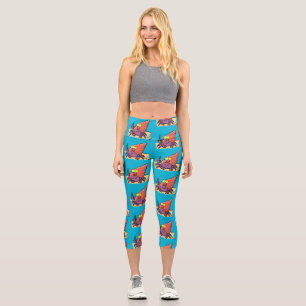 Funny niedlicher lila Cartoon Einsiedlerkrabbe Capri Leggings