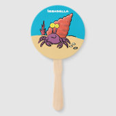 Funny niedlicher lila Cartoon Einsiedlerkrabbe Fächer (Rückseite)