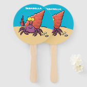 Funny niedlicher lila Cartoon Einsiedlerkrabbe Fächer (Vorne und Hinten)