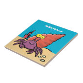 Funny niedlicher lila Cartoon Einsiedlerkrabbe Fliese (Seite)